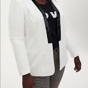 Sequins Accented White Tuxedo Blazer